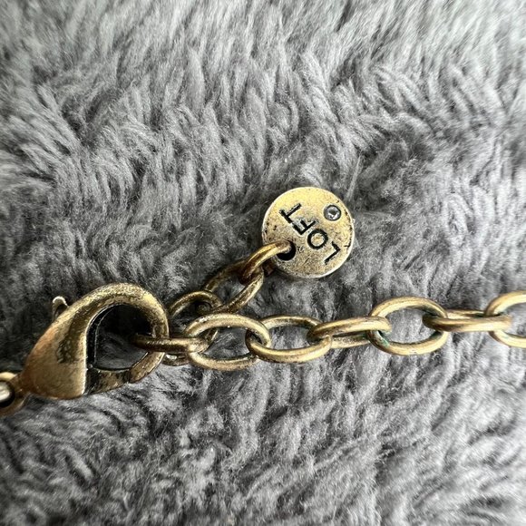 Ann Taylor Loft Rhinestone Chunky Statement Necklace Gold Tone 20 in - Picture 6 of 8